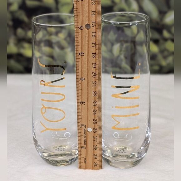 Rae Dunn MINE and YOURS Stemless Champagne Flutes - Set of 2 - Picture 5 of 8